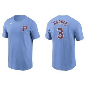 Men's Philadelphia Phillies Bryce Harper Light Blue Name & Number Nike T-Shirt