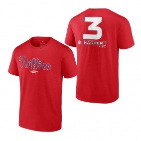 Men's Philadelphia Phillies Bryce Harper Red 2022 World Series Name & Number T-Shirt