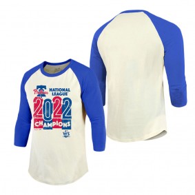 Men's Philadelphia Phillies Cream Royal 2022 National League Champions Yearbook Tri-Blend Raglan Sleeve T-Shirt