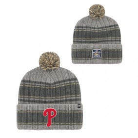 Men's Philadelphia Phillies Gray 2022 World Series Rexford Cuffed Knit Hat with Pom