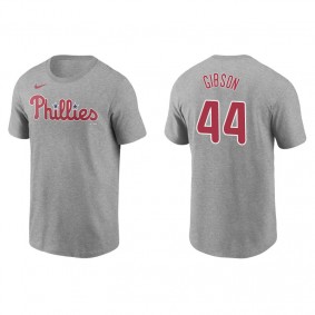 Men's Philadelphia Phillies Kyle Gibson Gray Name & Number Nike T-Shirt