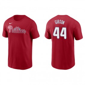 Men's Philadelphia Phillies Kyle Gibson Red Name & Number Nike T-Shirt