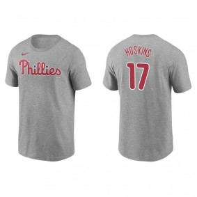 Men's Philadelphia Phillies Rhys Hoskins Gray Name & Number Nike T-Shirt