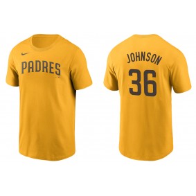 Men's San Diego Padres Pierce Johnson Gold Name & Number T-Shirt