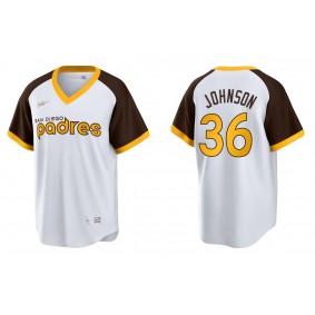 Men's San Diego Padres Pierce Johnson White Cooperstown Collection Home Jersey