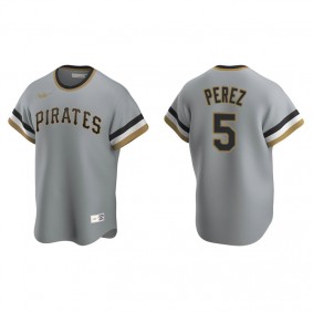 Men's Pittsburgh Pirates Michael Perez Gray Cooperstown Collection Road Jersey