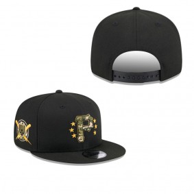 Men's Pittsburgh Pirates Black 2024 Armed Forces Day 9FIFTY Snapback Hat