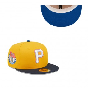Men's Pittsburgh Pirates Gold Azure National League Est. 1987 Logo Undervisor 59FIFTY Fitted Hat