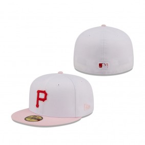 Pittsburgh Pirates New Era Scarlet Undervisor 59FIFTY Fitted Hat White Pink