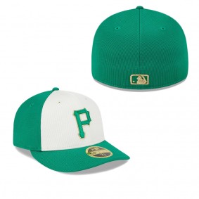 Men's Pittsburgh Pirates White Green 2024 St. Patrick's Day Low Profile 59FIFTY Fitted Hat