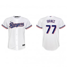 Youth Texas Rangers Andy Ibanez White Replica Home Jersey