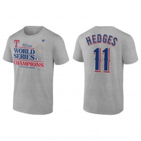 Men's Texas Rangers Austin Hedges Gray 2023 World Series Champions T-Shirt