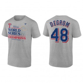 Men's Texas Rangers Jacob deGrom Gray 2023 World Series Champions T-Shirt