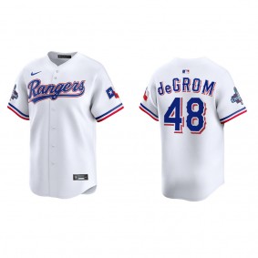 Men's Texas Rangers Jacob deGrom White 2023 World Series Champions Limited Jersey