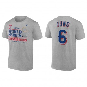 Men's Texas Rangers Josh Jung Gray 2023 World Series Champions T-Shirt