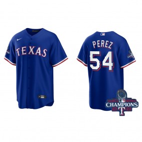 Men's Texas Rangers Martin Perez Royal 2023 World Series Champions Replica Jersey