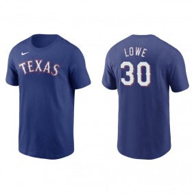 Men's Texas Rangers Nathaniel Lowe Royal Name & Number Nike T-Shirt