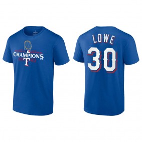 Men's Texas Rangers Nathaniel Lowe Royal 2023 World Series Champions T-Shirt