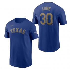 Men's Texas Rangers Nathaniel Lowe Nike Royal 2024 Gold Collection Name & Number T-Shirt