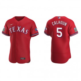 Men's Texas Rangers Willie Calhoun Scarlet Authentic Alternate Jersey