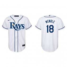 Youth Tampa Bay Rays Joey Wendle White Replica Home Jersey