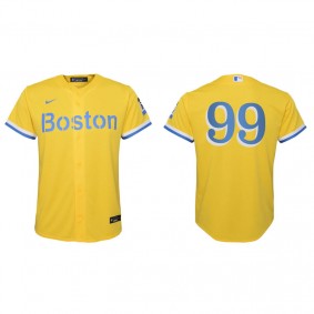 Youth Boston Red Sox Alex Verdugo Gold Light Blue 2021 City Connect Replica Jersey