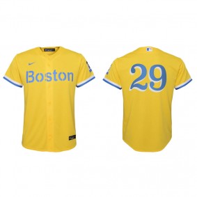 Youth Boston Red Sox Bobby Dalbec Gold Light Blue 2021 City Connect Replica Jersey