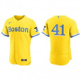 Men's Boston Red Sox Chris Sale Gold Light Blue 2021 City Connect Authentic Jersey
