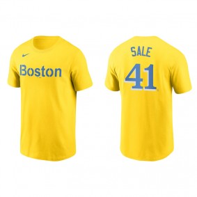 Men's Boston Red Sox Chris Sale Gold 2021 City Connect Wordmark T-Shirt