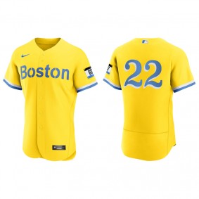 Men's Boston Red Sox Danny Santana Gold Light Blue 2021 City Connect Authentic Jersey