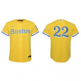 Youth Boston Red Sox Danny Santana Gold Light Blue 2021 City Connect Replica Jersey