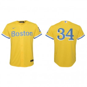 Youth Boston Red Sox David Ortiz Gold Light Blue 2021 City Connect Replica Jersey