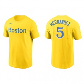 Men's Boston Red Sox Enrique Hernandez Gold 2021 City Connect Wordmark T-Shirt