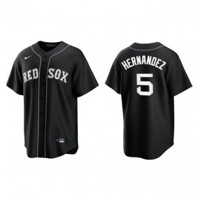 Men's Boston Red Sox Enrique Hernandez Black White Replica Official Jersey