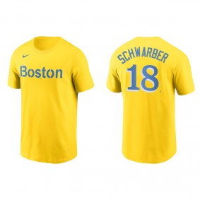 Men's Boston Red Sox Kyle Schwarber Gold 2021 City Connect Wordmark T-Shirt