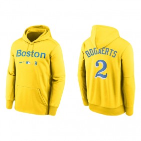 Men's Boston Red Sox Xander Bogaerts Gold 2021 City Connect Therma Hoodie