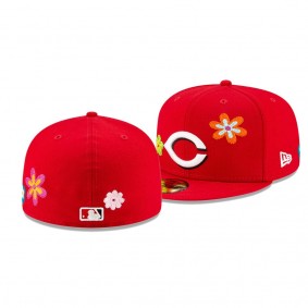 Cincinnati Reds Chain Stitch Floral Red 59FITY Fitted Hat