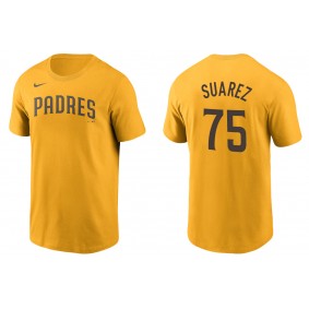 Men's San Diego Padres Robert Suarez Gold Name & Number T-Shirt