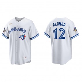 Roberto Alomar Toronto Blue Jays White 1992 World Series Patch 30th Anniversary Cooperstown Collection Jersey