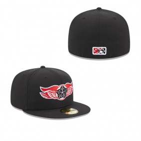 Men's Rochester Red Wings Black Authentic Collection Alternate Logo 59FIFTY Fitted Hat