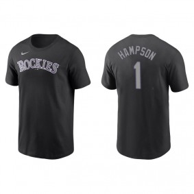 Men's Colorado Rockies Garrett Hampson Black Name & Number Nike T-Shirt