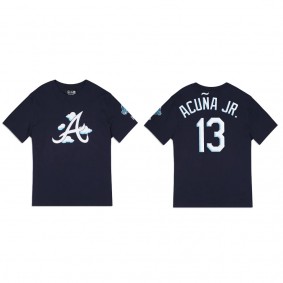 Ronald Acuna Jr. Atlanta Braves Navy Clouds T-Shirt