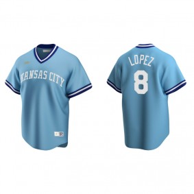 Men's Kansas City Royals Nicky Lopez Light Blue Cooperstown Collection Road Jersey