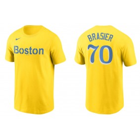 Men's Boston Red Sox Ryan Brasier Gold City Connect Wordmark T-Shirt
