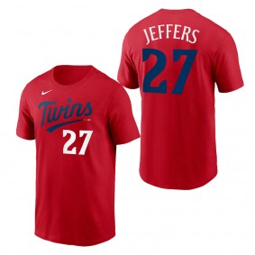 Ryan Jeffers Minnesota Twins Red 2023 Wordmark T-Shirt