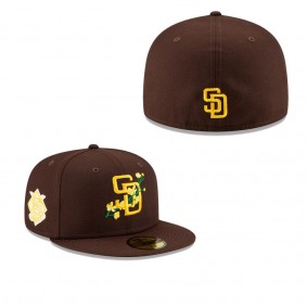 Men's San Diego Padres Brown National League Bloom Side Patch 59FIFTY Fitted Hat