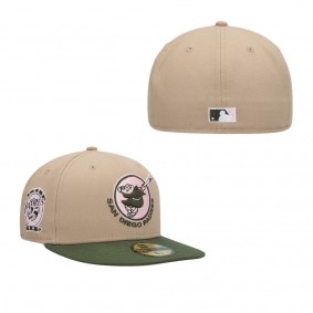 Men's San Diego Padres Camel Olive Pink Undervisor 59FIFTY Snapback Hat