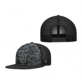 San Diego Padres Fanatics Branded Camo Mesh Snapback Hat Black