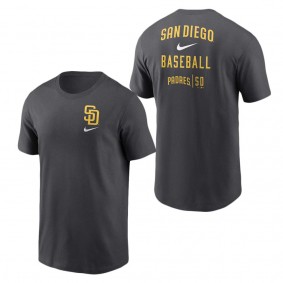 Men's San Diego Padres Nike Charcoal Logo Sketch Bar T-Shirt