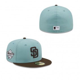 Men's San Diego Padres Light Blue Brown 1998 World Series Beach Kiss 59FIFTY Fitted Hat